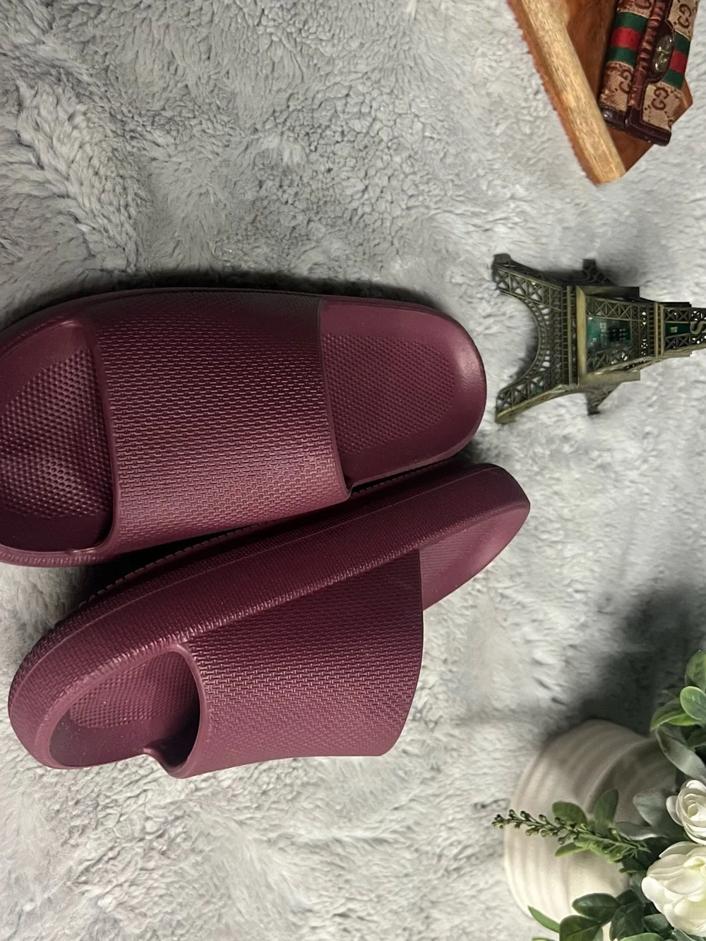 Women's Slide Sandals in Plum - Lightweight Cushion Slides